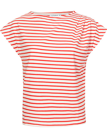 T&#8209;shirt Caen Stripe Coral Off White