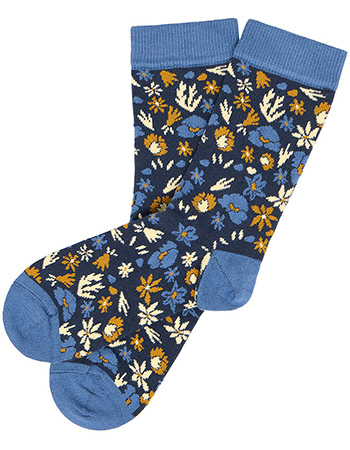 Sokken Floralprint Indigo