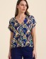 Top Blouse Evy Abstract Blue